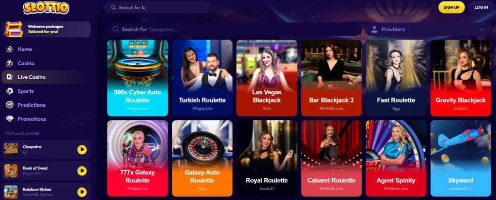 Live casino Slottio